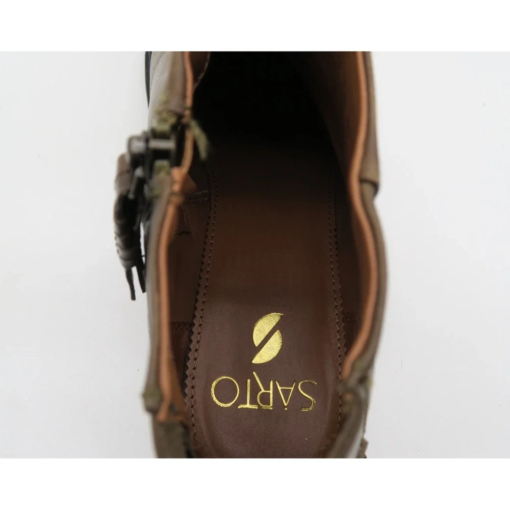 Sarto by Franco Sarto A-Nemi Olive Brown‎ Leather Ankle Boots Women 10M